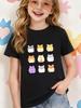 Cute Hamster Grid Cartoon Kids T Shirt Boys Girls Short Sleeve Crew Neck Cotton Parent Matching Casual Tops Toddler Youth