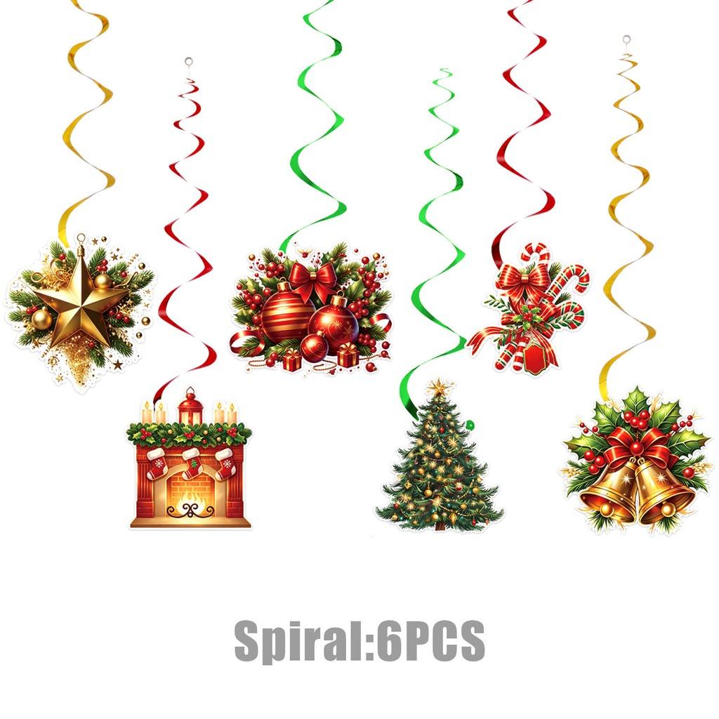 Pom Poms Glitter Christmas Hanging Decorations Honeycomb Balls Classic Spiral Hanging Decor For New Year Party Office Holiday
