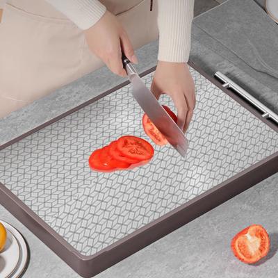 RVS houten snijplank met sapgleuf, dubbelzijdige omkeerbare snijplank voor de keuken, draagbare snijplank voor vlees en fruit
