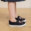 Sneakers di tela da bambina con gatto dei cartoni animati - Scarpe casual slip-on e ballerine per bambini piccoli 1-4 anni