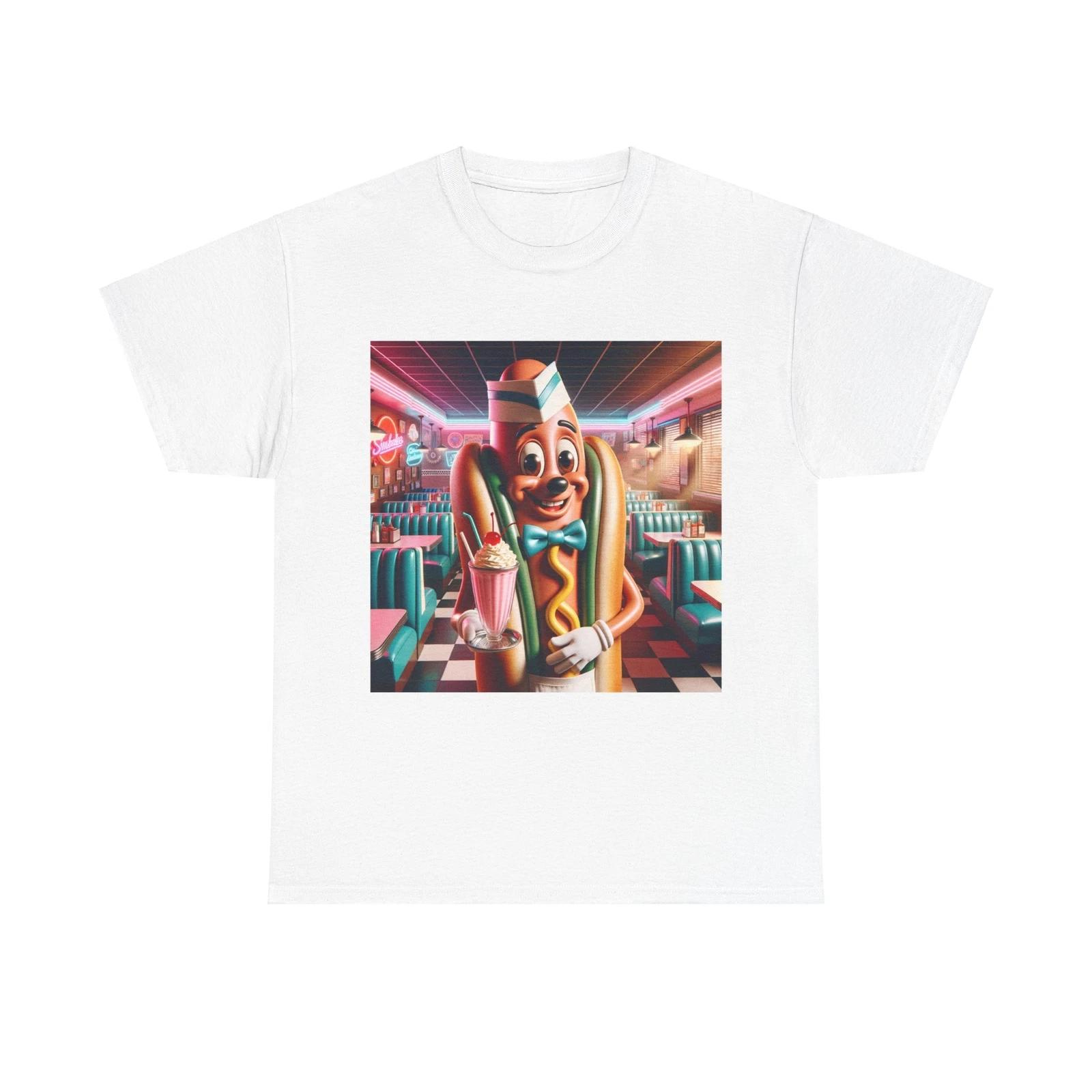 

Unisex Adult T Shirt Hotdog Retro Diner Art Print L