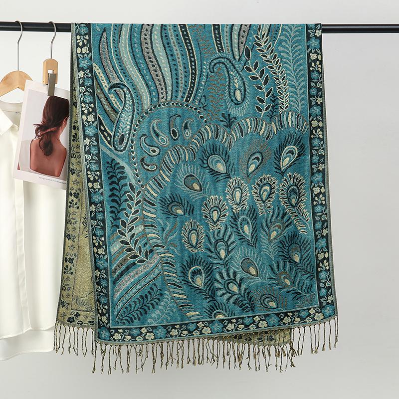 Cashmere Feeling Paisley Scarf for Women Pashmina Shawls Tassel Hijab Head Wrap Femme Winter Scarves Foulard Bufanda