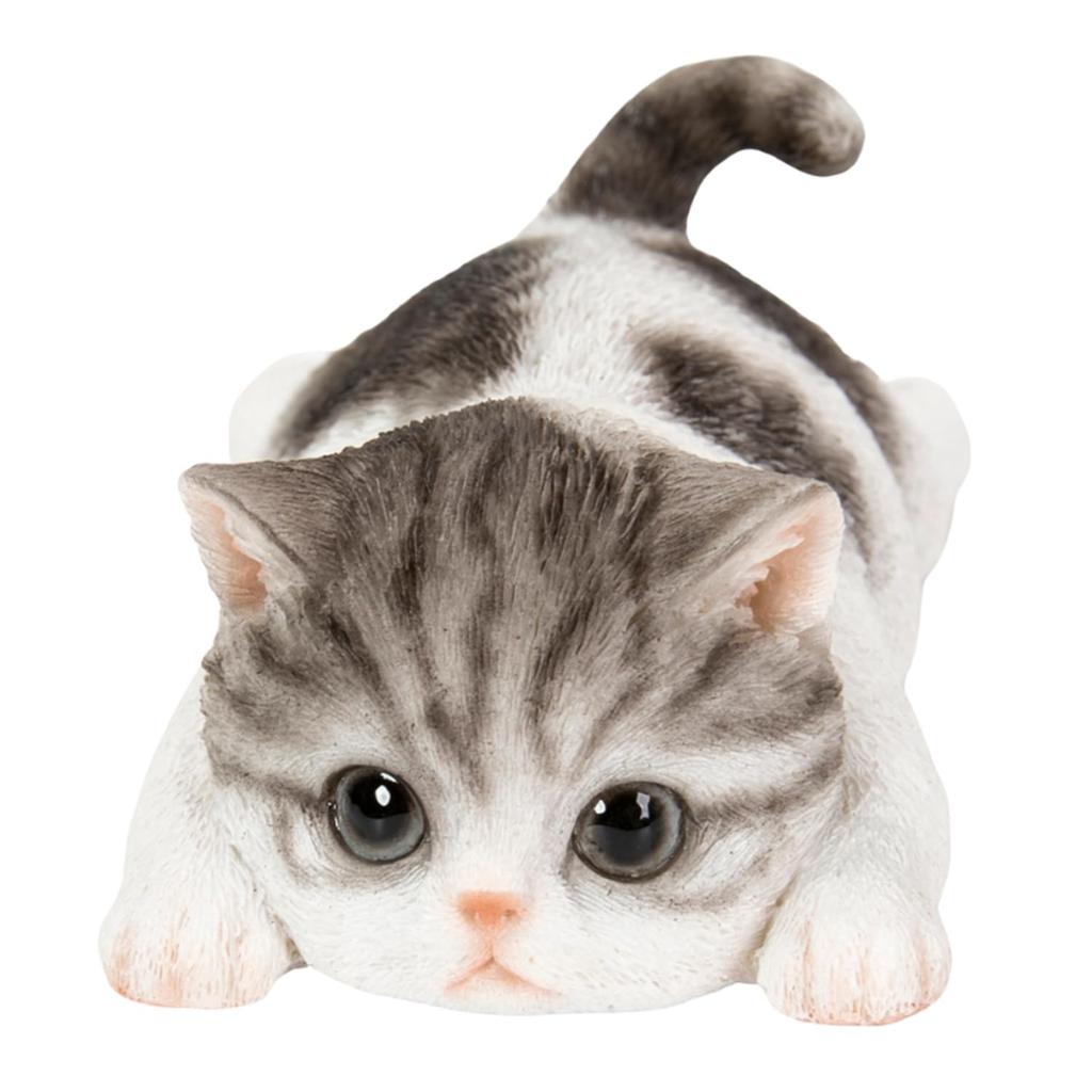 Woobia Prone Mackerel Tabby and White Cat Magnet 11.4 X 6.4 X 4.2 Cm Doll Figurine Ornament Animal Garden Decoration Cat H20299-16