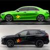 1 Set Holographic Laser Falling Stars Graphics Car Body Side Stickers Starry Sky Racing Sport Stripe Decal Self-Adhesive Scratch Hidden Stickers for