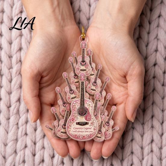 Western Theme Car Rearview Mirror Pendant Guitar Hanging Ornament, 2D Flat Acrylic Pendant, or Country Music Theme, Christmas Tree Decor Cowboy