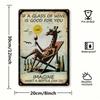 Vintage Giraffe Metal Poster Wine Glass Wall Art Decor for Bar Home Waterproof Tin Sign