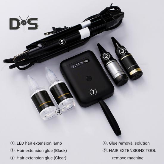 1 Set Hair Extension Tool Kit with 405nm LED UV Light Hair Extension Machine Professional Home Salon Barber Hair Extension Remover Tools
