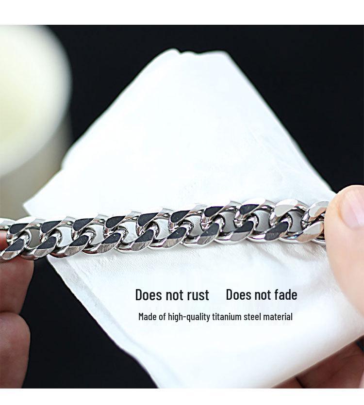 Men's Trendy Cuban Chain Necklace - Titanium Steel, Non-fading, Thick Iron Chain, Hip Hop Style, European/American Fashion.