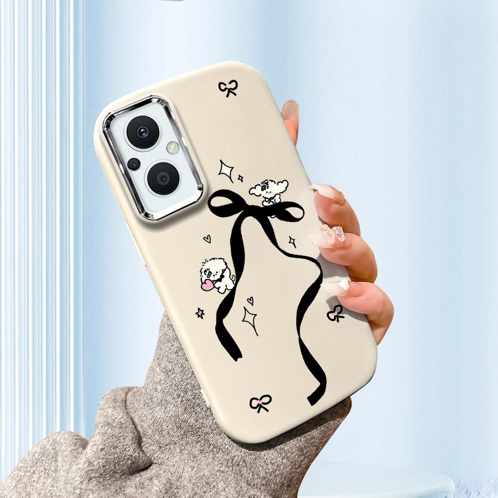 For Vivo V23 V25 V27 V29 V30 Y27S Y28 Y33S Y36 Infinix Hot30I Hot40 Tecno Spark20 Cartoon Black Cat Silver Edge Soft Liquid Silicone Protective Casing