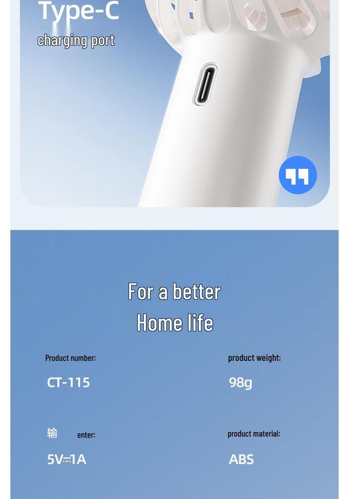 Rechargeable Mini Handheld Fan with USB Charging and Long Battery Life
