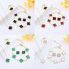 13mm Clover Pendant Necklace Earrings Bracelet Set Women Stainless Steel Cross Chain Pearl Shell Floral Jewelry