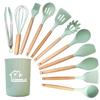 Silicone Kitchenware: 12-Piece Non-stick Spatula and Spoon Set with Wooden Handles for Cooking and Baking
