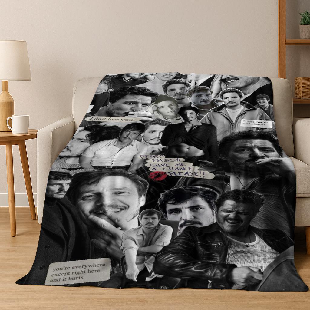 2025 Neue Pedro Pascal Schauspieler Star Kunst Flanelldecke, Gemütliche Weiche Überwurfdecke für Zuhause Schlafzimmer Bett Sofa Picknick Abdeckung Kinder Geschenk