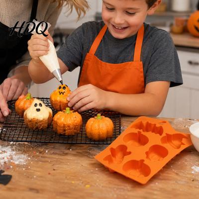 Handgefertigte Seifenform Silikon-Kuchenform Halloween-Thema 6 Hohlräume Multifunktional Backen