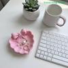 [CL]3D Printed Heart-Shaped Jewelry Tray With Pink Bow Elegant Decor For Table Sink & Office Desk Perfect For Jewelry Storage