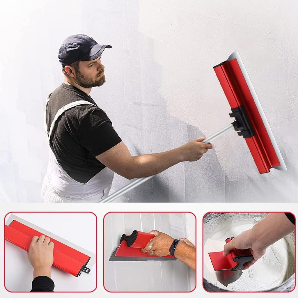 Wall Smoothing Tool Skimming Blade Set 250mm 400mm 600mm Smoothing Spatula with Extension Handle Pole for Wall Ceiling