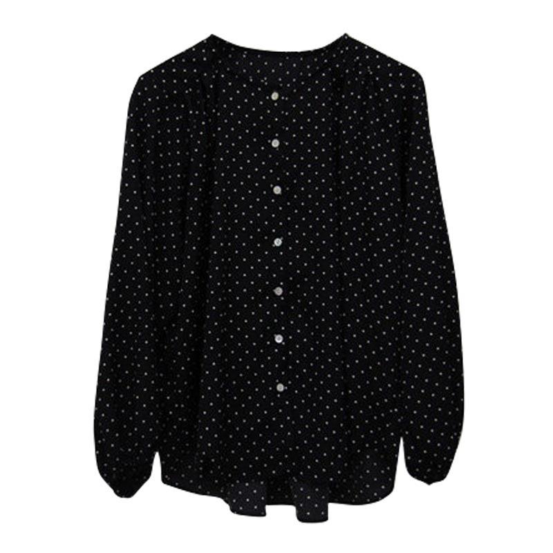 Spring Autumn Women's Shirt Lantern Long-sleeved Polka Dot Chiffon Shirt Female Loose Light Mature Blouse