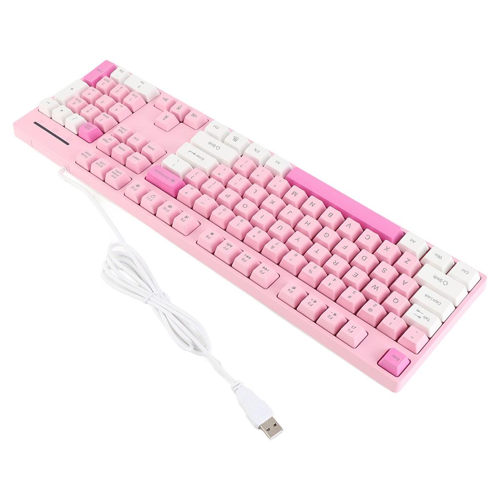 104 Keys Wired Keyboard 3 Colors Cute Gaming Keyboard USB Interface Business Keyboard for Win XP 7