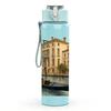 1PC Venice Canal Vintage Watercolor 750ml Color Plastic Sports Water Bottle Leakproof Flip Straw Lid For Sports Office Home Use