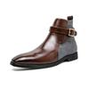 Men's Large Size Autumn-Winter Patchwork Leather Ankle Boots - European American Fashion Slip-On, British Business Formal Style, Size 48