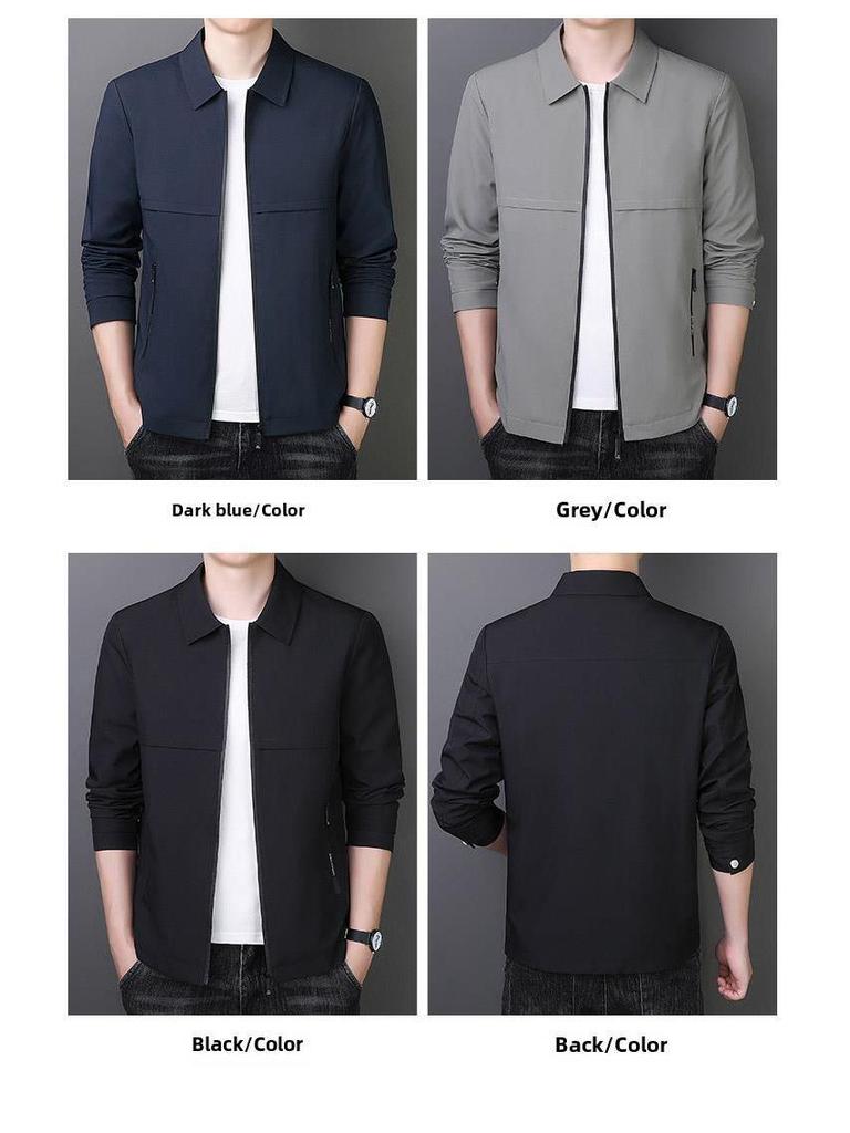 Men's Woodpecker Turn-Down Collar Jacket - Trendy Spring-Autumn Executive Coat, Versatile Business Wear for Dad.