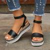 Spring/Summer 2025 Women's Plus Size Hemp Rope Sole Muffin Platform Women's Sandals Women's Buckle Wedge Heel Fishmouth Women's Sandals