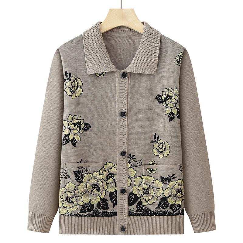 Grandma Loose Knit Cardigan for Middle-Aged & Elderly Women - Perfect for Spring & Autumn