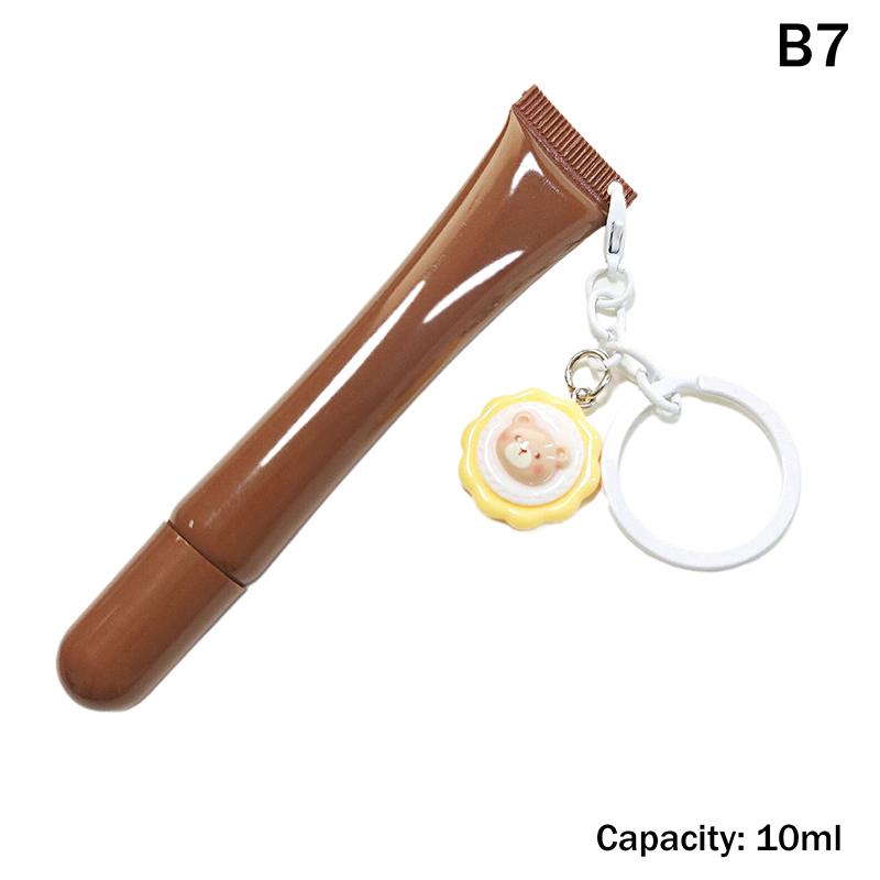 10/15Ml Empty Lipstick Tube With Keychain Pendant Squeeze Sub-Bottling Refillable Liquid Container Bottle Lipgloss Sample Bottle