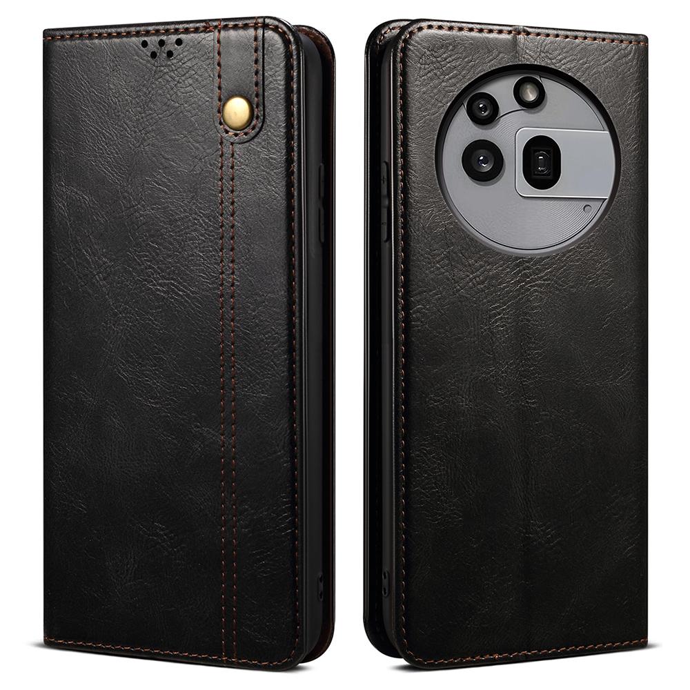 For Nothing Phone (3a) Pro Case Crazy Horse Texture Waxy Leather Wallet Stand Phone Cover
