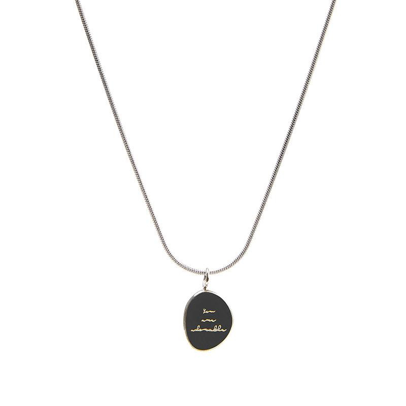 Women's Elegant 316L Stainless Steel Sweater Chain Necklace with Irregular Oval Pendant Party Jewelry