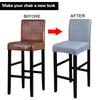 Waterproof Pu Bar Stool Chair Cover With Backs Dining Chair Slipcovers Removable Furniture High Chair Seat Cover Elastic Bottom