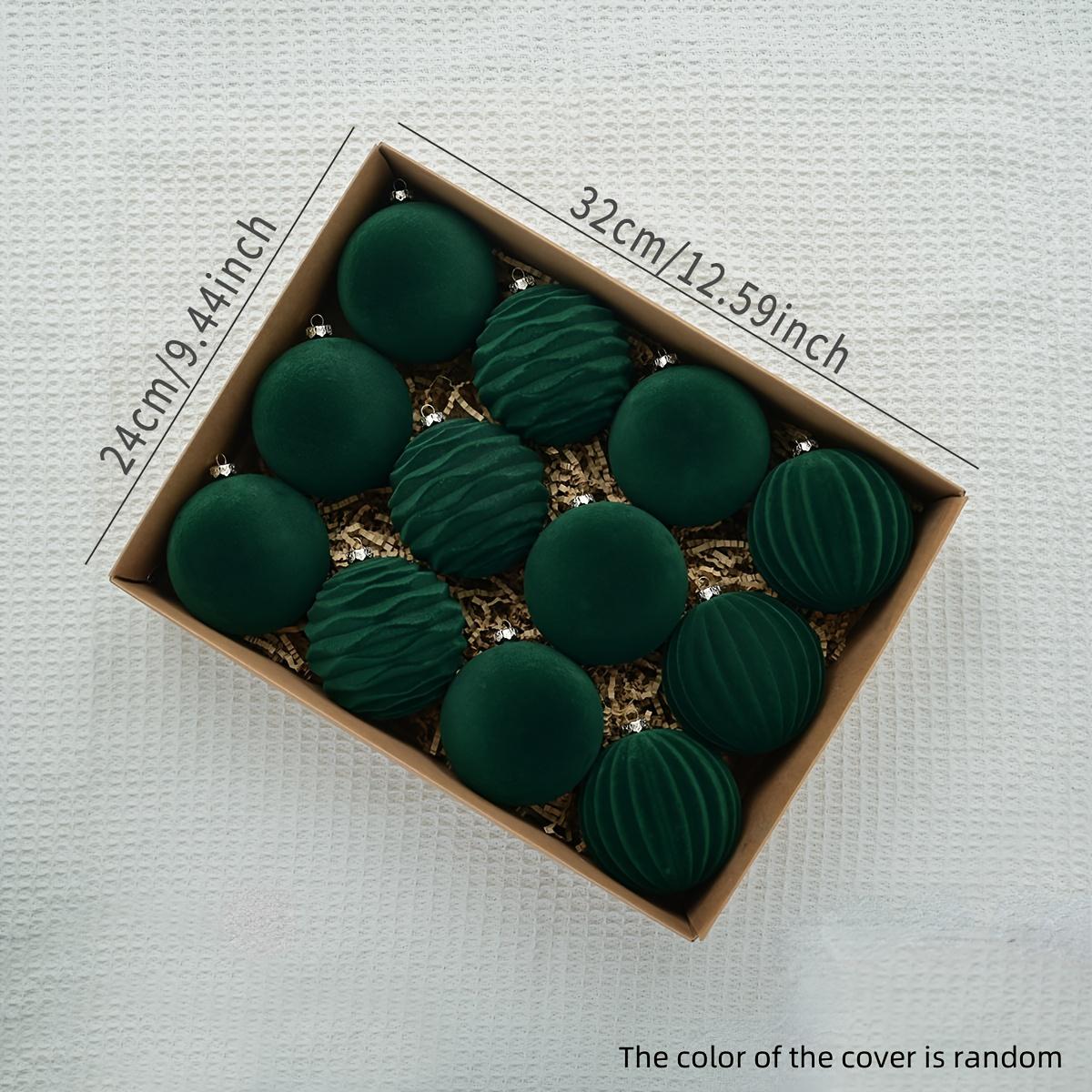 

Роскошные елочные украшения из 12 бархатных украшений - плюшевые подвесные шары для праздничного декора, без перьев, прочный пластик - праздничные украшения 12 pieces