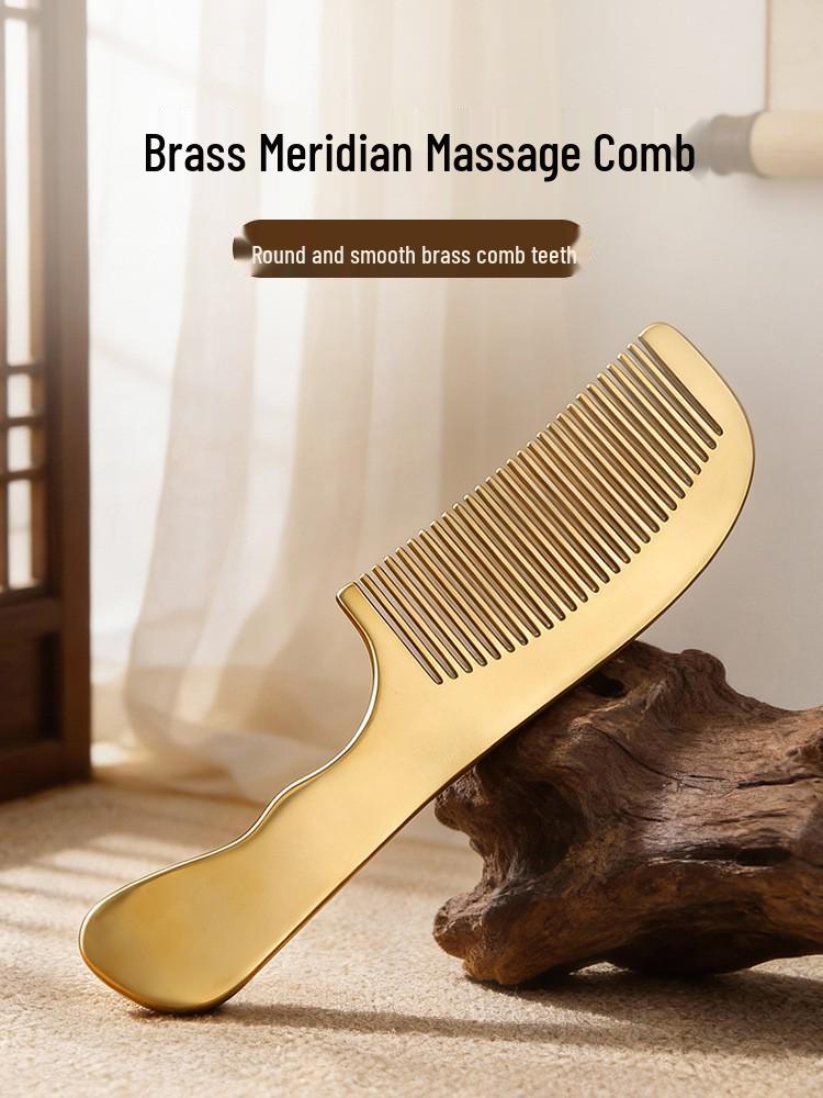 Durable Pure Brass Anti-static Scalp Therapy Comb for Hair Loss Prevention