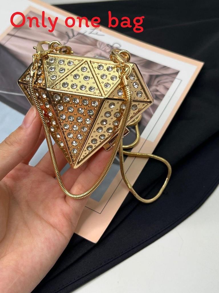 Modische Mini-Metall-Kupplung in Diamantform für den Abend und Damenabende