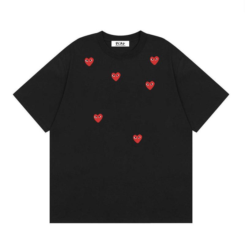 Japanese trendy brand heart-print short-sleeve T-shirt, unisex loose couple's summer casual daily versatile top