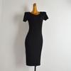 Summer New Arrival Pure Color Series Short Sleeve Knitting Dress Women's Clothing Silm Sexy Open Back Bottoming Hip Skirt