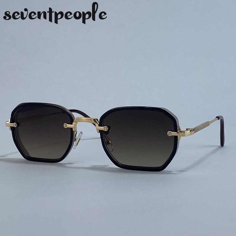 Small Frame Square Punk Sunglasses Women Luxury Brand Vintage Steampunk Metal Polygon Sun Glasses Trendy Driving Shades