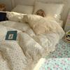 Seersucker Floral Bedding Four-piece Set Washed Skin-friendly Breathable Sheets Quilt Cover Pillowcase