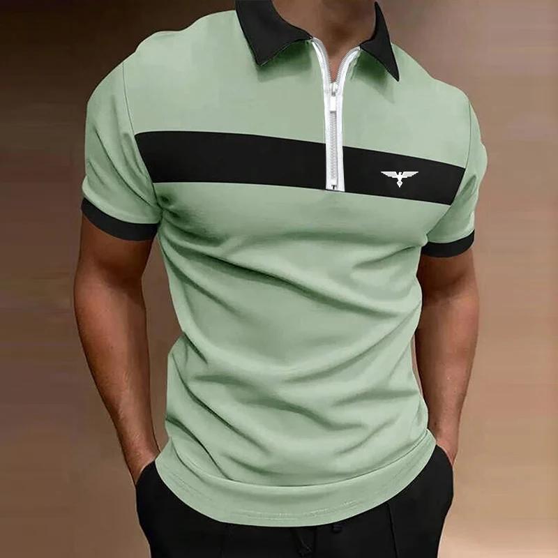 Men Clothes Polo Shirt Summer Fashion Polo Shirt Short Sleeve Lapel Polo Shirt Men Zipper Polo Shirt Casual Personality Tops