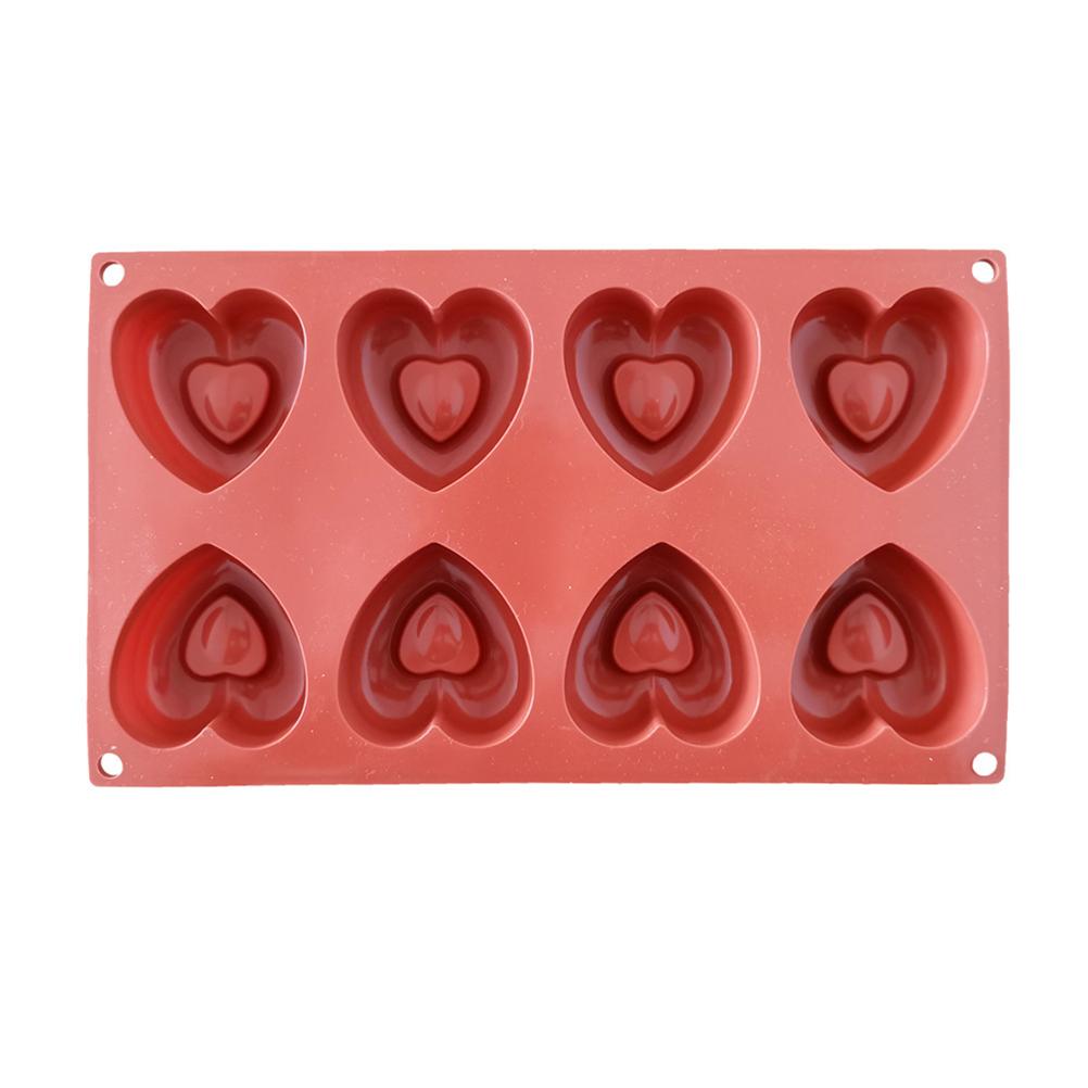 Silicone Cake Desserts Bakery Mould Tool 8 Holes Love Heart Shape Mold Doughnut Baking Mold