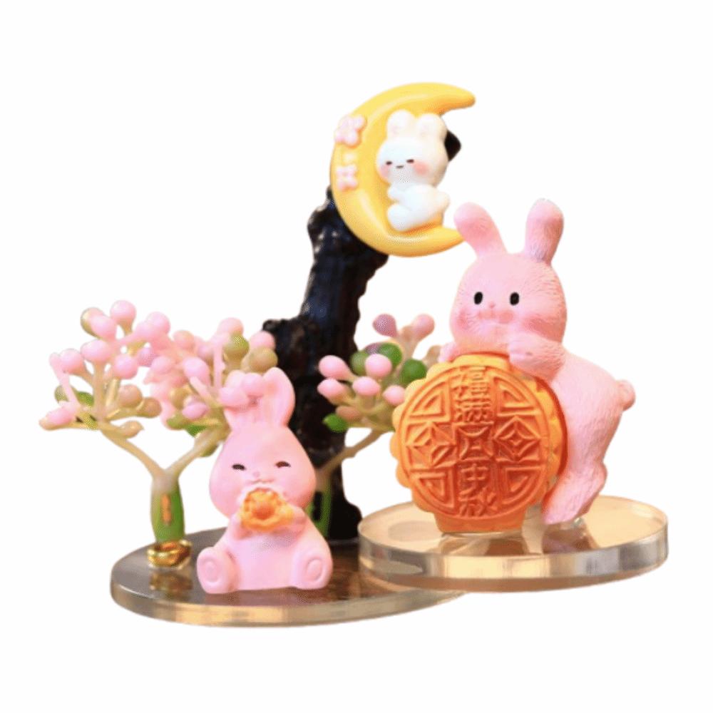 Creative Rabbit Mooncake Figurines Exquisite Micro Landscape Decoration  Easter