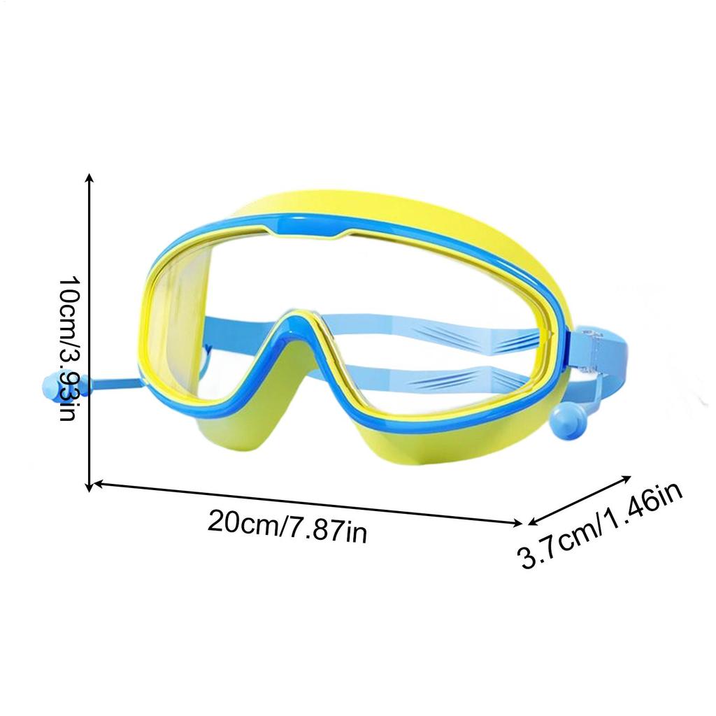 Schwimmbrille für draußen, großes Gestell, wasserdicht, beschlagfrei, UV-Schutz, mit Ohrschützern für 3-15 Jahre