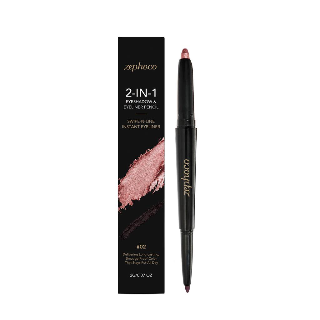 Zephoco Doppelseitiger Lidschatten-Eyeliner-Stift Rose Beerenrot Natürliches Augen-Make-up Seidig Glattes Farbergebnis Langanhaltend