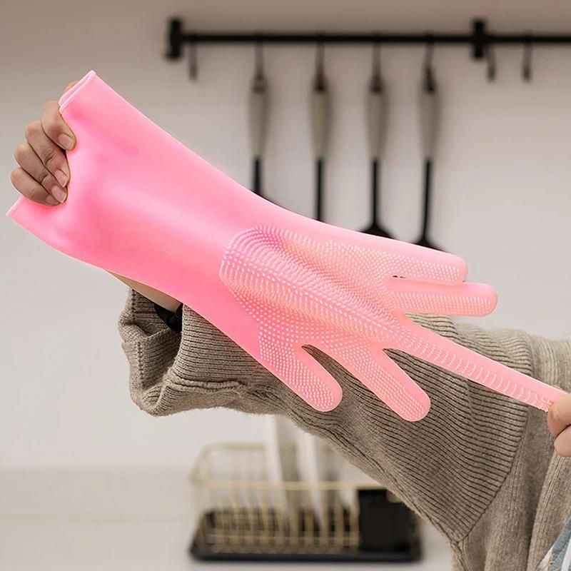 Magic Pet Hair Removal Glove Dog Cat Grooming Bathing Glove with Silicone Scrubber for Bath Massage Deshedding and Cleaning