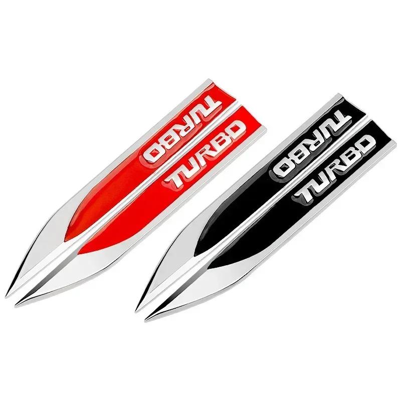 KMXGU1 2pcs X 3D Metal Turbo Logo Car Side Fender Blade Emblem Badge Sticker for Volkswagen Golf Honda Toyota Ford Mercedes Accessories NX3