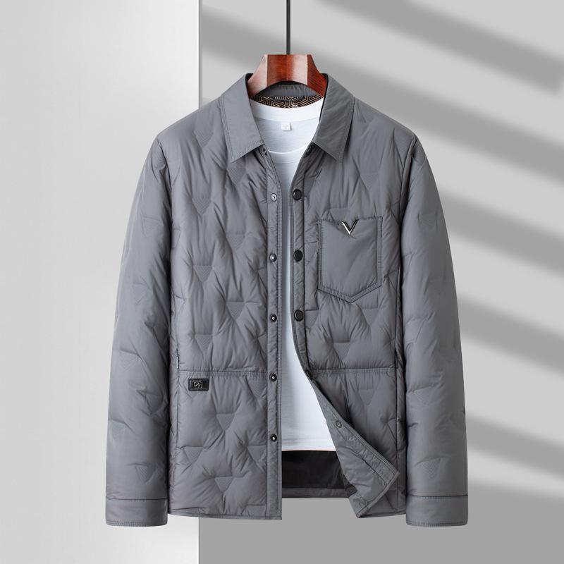

Зимняя новая мужская пуховая куртка модная повседневная универсальная легкая и тонкая высококачественная пуховая куртка с лацканами для мужчин 195 серебряный