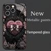Black Lace with Pink Heart phone case mobile phones for iphone 17 pro max cover Glass for iPhone 17 16 15 14 13 12 11pm Pro Plus