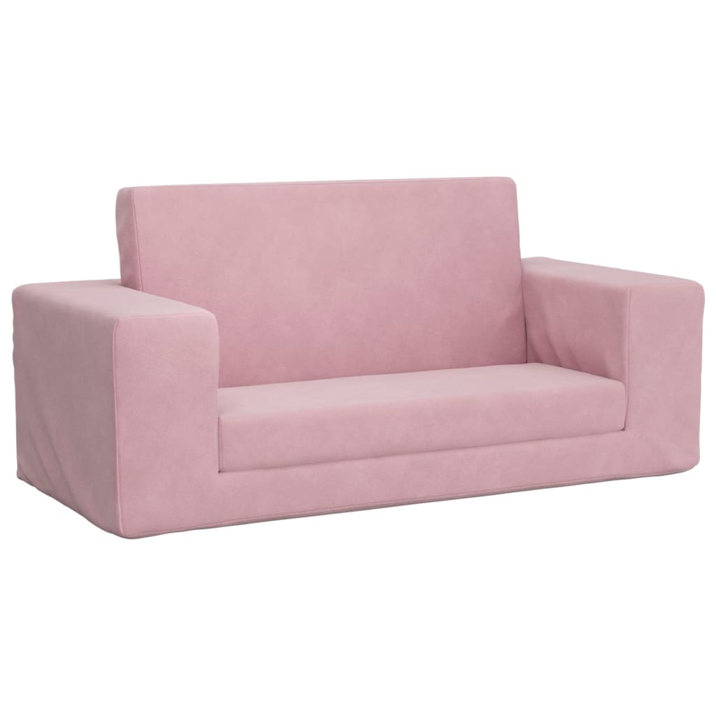 Kids  Sleeper Sofa 2 Seater Pink Soft Plush