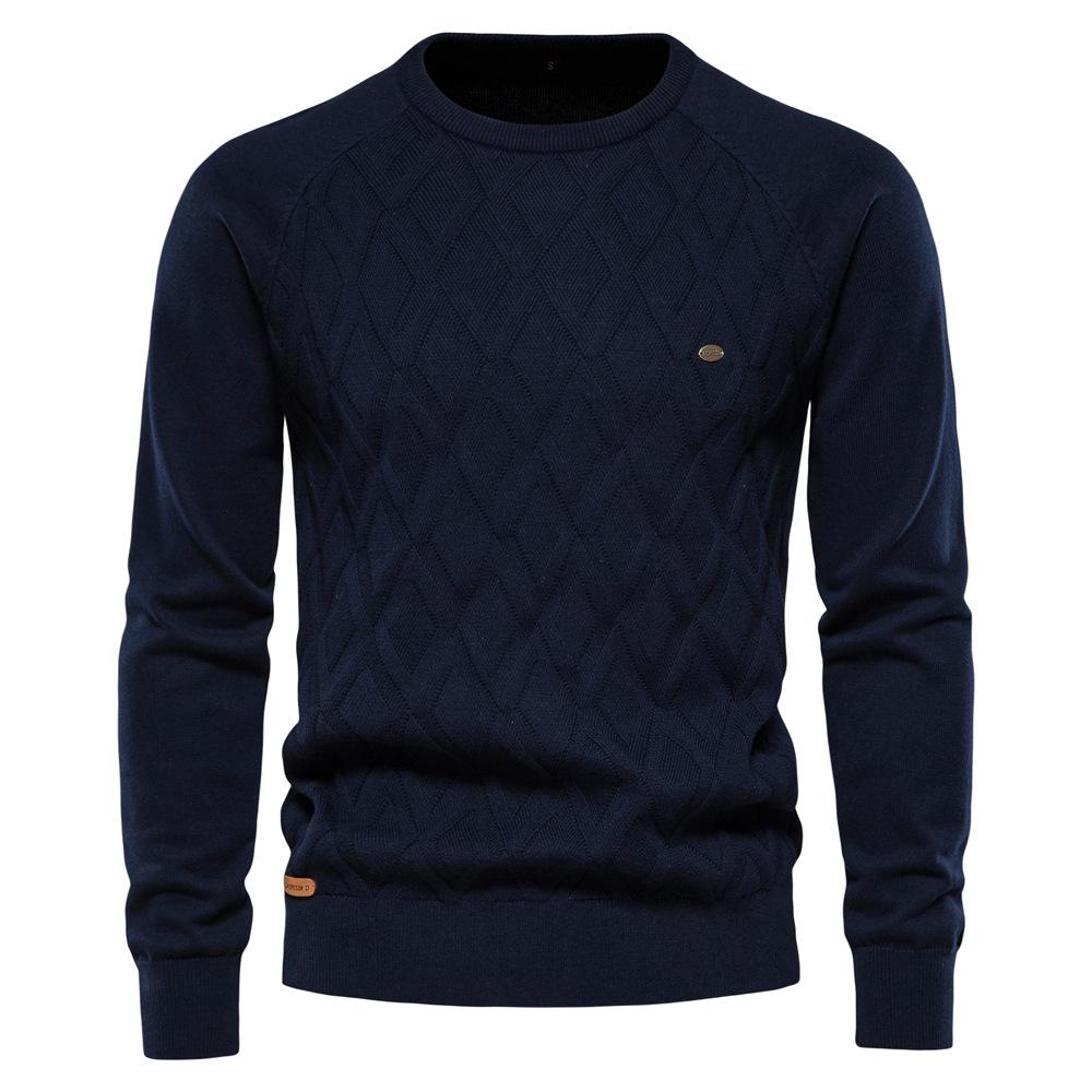 

Basic Men Sweaters Solid Color O Neck Long Sleeve Knitted Male Pullover Winter Fashion Warm Sweaters Men XXL синій