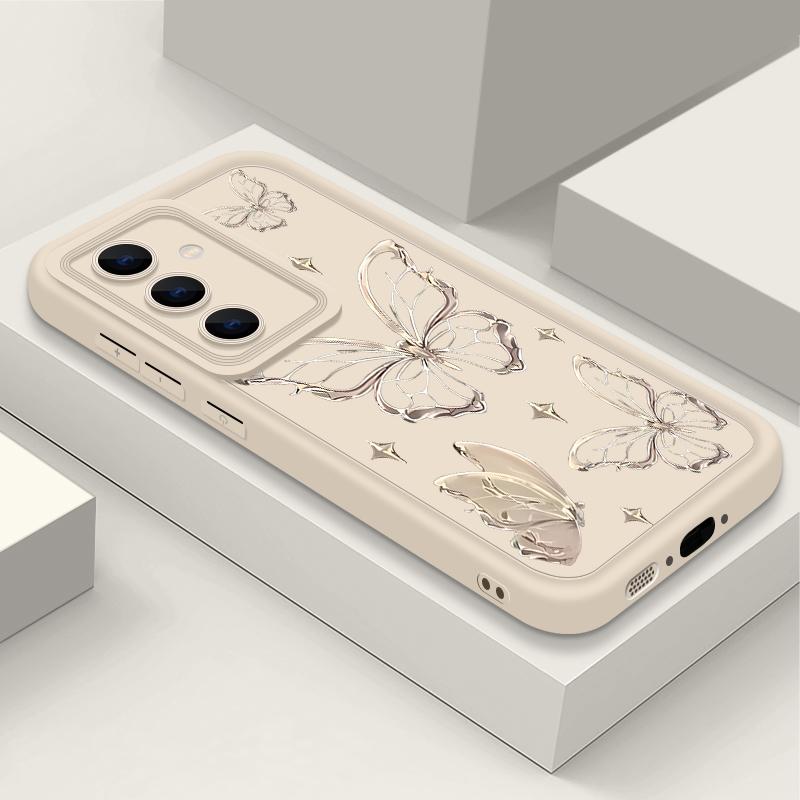 For Samsung S25 Ultra S24 FE S23 S22 A56 A36 A55 A16 A15 A35 Case Butterfly Print Soft Silicone Shockproof Lens Protection TPU Matte Phone Cover